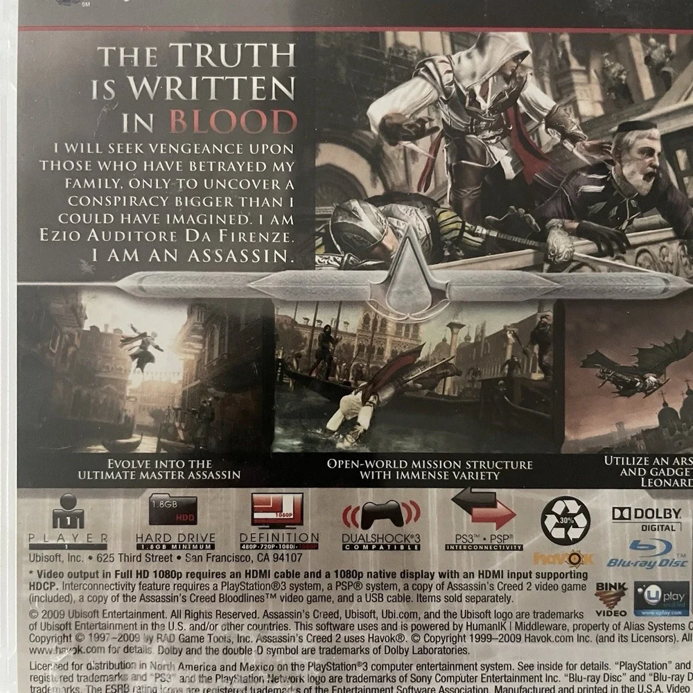 Assassin's Creed II Sony PlayStation 3 Video Game 2009